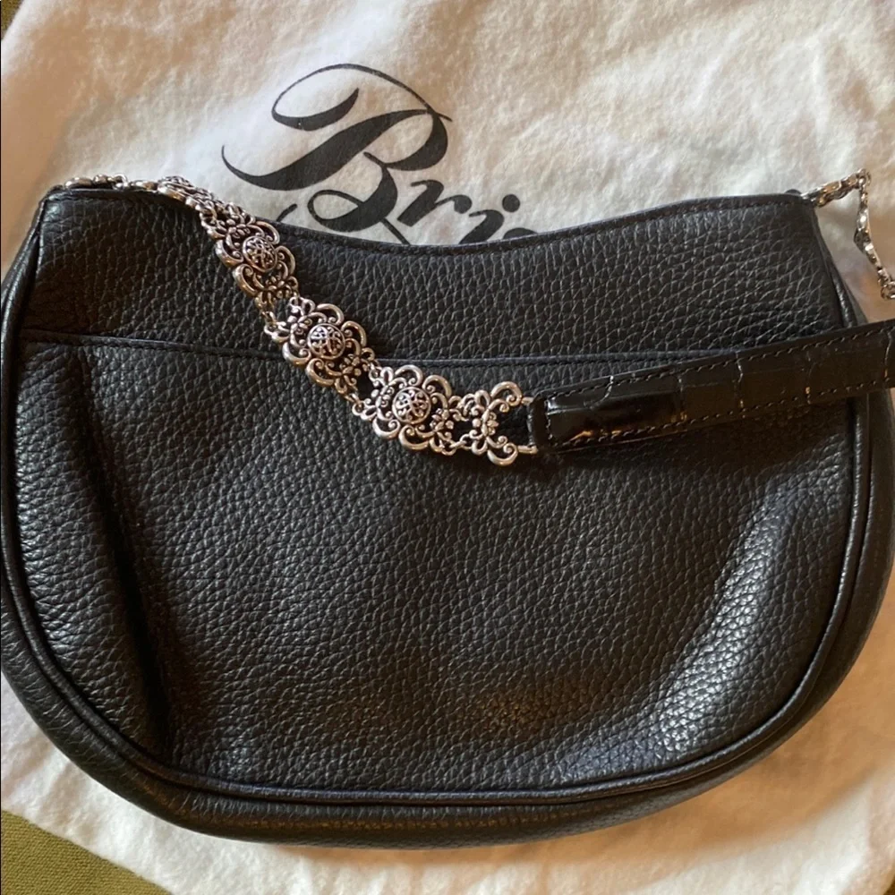 Brighton Black Shoulder Bag with Silver Chain